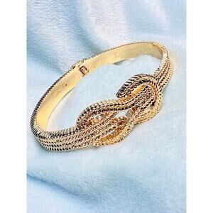 Vintage Monet Gold-Tone Twisted Rope Center-hinged Bracelet